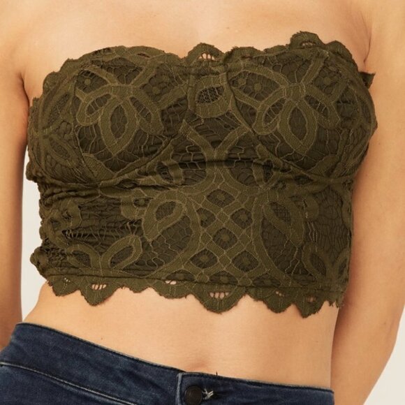 Free People Army Olive Adella Corset Bra bralette size Small - Picture 3 of 15